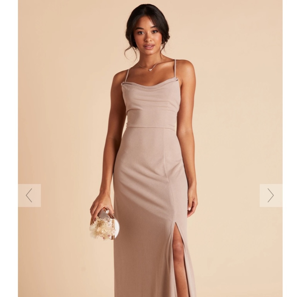 BIRDY GREY ASH CREPE DRESS - TAUPE. NWT